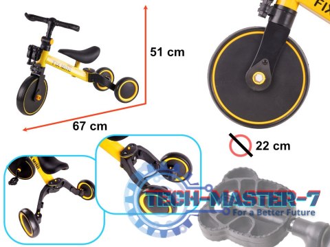 Rowerek Trike Fix Mini biegowy trójkołowy 3w1 z pedałami żółty Rowerek Trike Fix Mini biegowy trójkołowy 3w1 z pedałami żółty