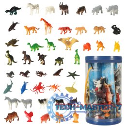 Figurki zwierzęta morskie dzikie zagrodowe dinozaury zestaw mix 48sztuk