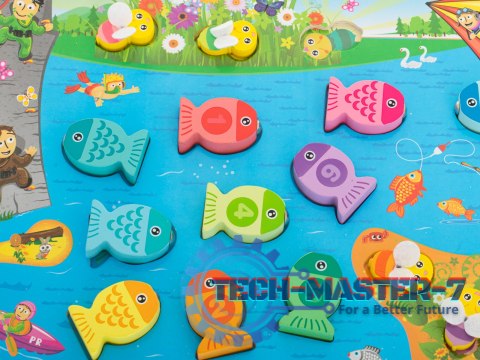 Gra drewniana rybki łowienie rybek na magnes pszczółki montessori Gra drewniana rybki łowienie rybek na magnes pszczółki montessori
