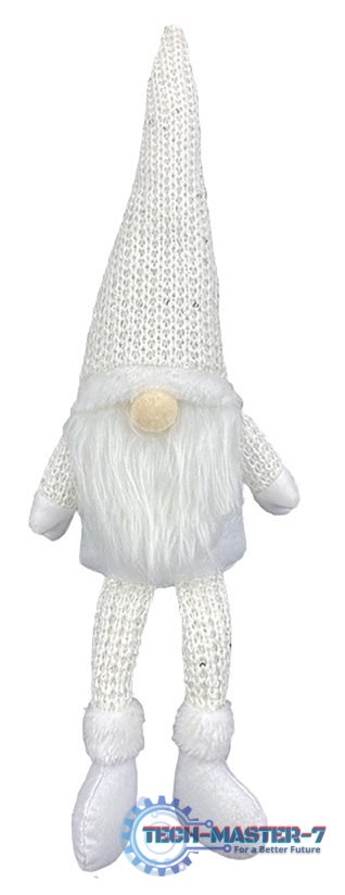 Krasnal skrzat świąteczny z brodą biały 47cm