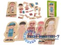 Puzzle drewniane warstwowe budowa ciała montessori chłopiec