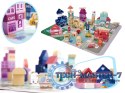 Klocki drewniane edukacyjne miasto puzzle 100el.