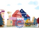 Klocki drewniane edukacyjne miasto puzzle 100el.