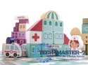 Klocki drewniane edukacyjne miasto puzzle 100el.