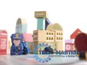 Klocki drewniane edukacyjne miasto puzzle 100el.