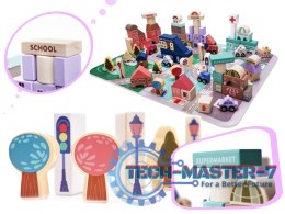 Klocki drewniane edukacyjne miasto puzzle 135el.
