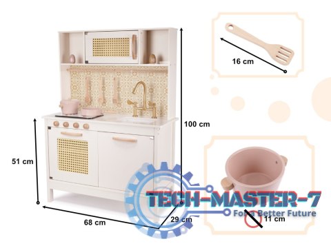 Kuchnia dla dzieci drewniana MDF retro z akcesoriami BOHO 100cm Kuchnia dla dzieci drewniana MDF retro z akcesoriami BOHO 100cm