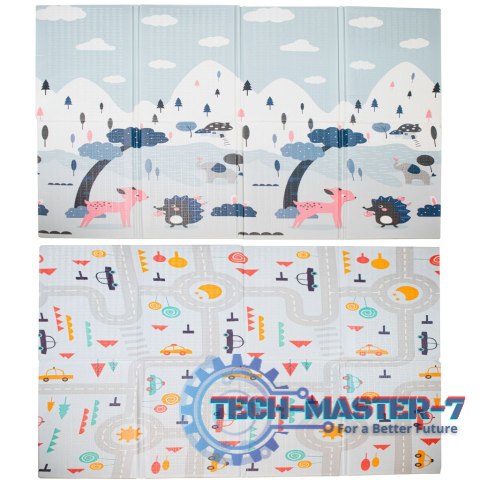 Mata edukacyjna piankowa dwustronna składana ulica las 177 x 158 cm Mata edukacyjna piankowa dwustronna składana ulica las 177 x 158 cm