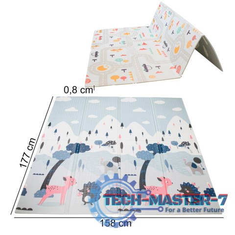 Mata edukacyjna piankowa dwustronna składana ulica las 177 x 158 cm Mata edukacyjna piankowa dwustronna składana ulica las 177 x 158 cm