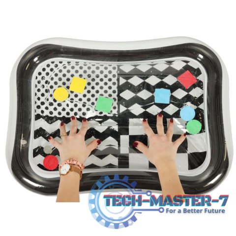Mata wodna sensoryczna dmuchana dla niemowląt czarno-biała mix wzorów XXL 65x50 cm Mata wodna sensoryczna dmuchana dla niemowląt czarno-biała mix wzorów XXL 65x50 cm