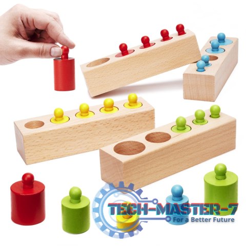 Odważniki cylindry drewniane gra układanka montessori kolorowe