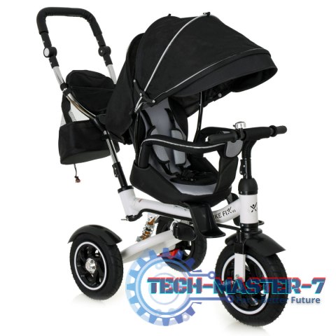 Rowerek Trójkołowy Trike Fix 3w1 z daszkiem obracany regulowany spacerówka prowadnik pasy V3 czarny Rowerek Trójkołowy Trike Fix 3w1 z daszkiem obracany regulowany spacerówka prowadnik pasy V3 czarny