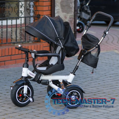Rowerek Trójkołowy Trike Fix 3w1 z daszkiem obracany regulowany spacerówka prowadnik pasy V3 czarny Rowerek Trójkołowy Trike Fix 3w1 z daszkiem obracany regulowany spacerówka prowadnik pasy V3 czarny