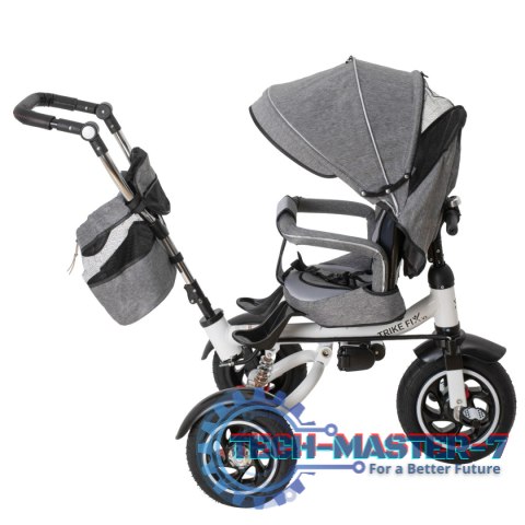 Rowerek Trójkołowy Trike Fix 3w1 z daszkiem obracany regulowany spacerówka prowadnik pasy V3 szary Rowerek Trójkołowy Trike Fix 3w1 z daszkiem obracany regulowany spacerówka prowadnik pasy V3 szary