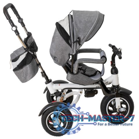 Rowerek Trójkołowy Trike Fix 3w1 z daszkiem obracany regulowany spacerówka prowadnik pasy V3 szary Rowerek Trójkołowy Trike Fix 3w1 z daszkiem obracany regulowany spacerówka prowadnik pasy V3 szary