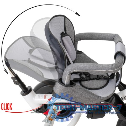 Rowerek Trójkołowy Trike Fix 3w1 z daszkiem obracany regulowany spacerówka prowadnik pasy V3 szary Rowerek Trójkołowy Trike Fix 3w1 z daszkiem obracany regulowany spacerówka prowadnik pasy V3 szary