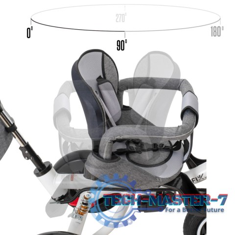 Rowerek Trójkołowy Trike Fix 3w1 z daszkiem obracany regulowany spacerówka prowadnik pasy V3 szary Rowerek Trójkołowy Trike Fix 3w1 z daszkiem obracany regulowany spacerówka prowadnik pasy V3 szary