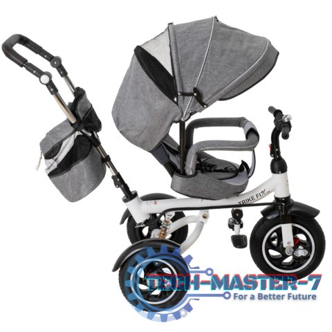 Rowerek Trójkołowy Trike Fix 3w1 z daszkiem obracany regulowany spacerówka prowadnik pasy V3 szary Rowerek Trójkołowy Trike Fix 3w1 z daszkiem obracany regulowany spacerówka prowadnik pasy V3 szary