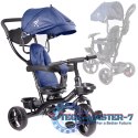 Rowerek trójkołowy Trike Fix Lite 3w1 z daszkiem obracany regulowany spacerówka prowadnik pasy granatowy