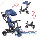 Rowerek trójkołowy Trike Fix Lite 3w1 z daszkiem obracany regulowany spacerówka prowadnik pasy granatowy