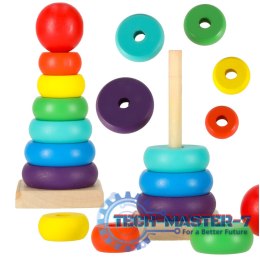 Wieża piramida piramidka drewniana do układania sorter kolorowy tęczowy 13cm