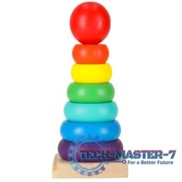 Wieża piramida piramidka drewniana do układania sorter kolorowy tęczowy 13cm
