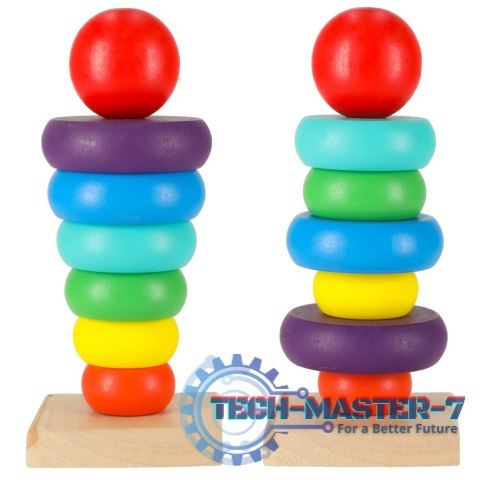 Wieża piramida piramidka drewniana do układania sorter kolorowy tęczowy 13cm Wieża piramida piramidka drewniana do układania sorter kolorowy tęczowy 13cm