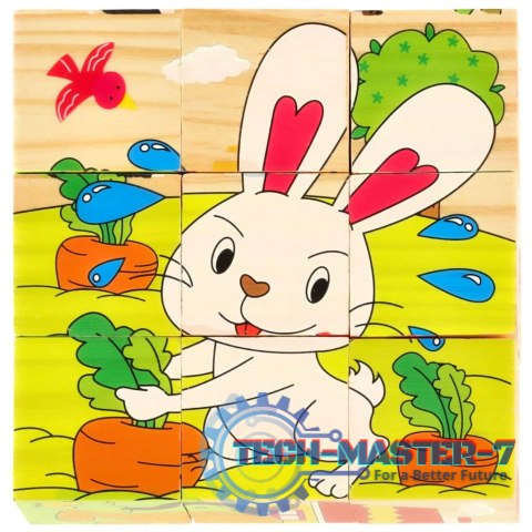 Klocki drewniane edukacyjne puzzle układanka kostki Farma 6w1 9el. Klocki drewniane edukacyjne puzzle układanka kostki Farma 6w1 9el.