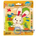 Klocki drewniane edukacyjne puzzle układanka kostki Farma 6w1 9el.