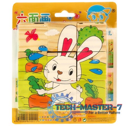 Klocki drewniane edukacyjne puzzle układanka kostki Farma 6w1 9el. Klocki drewniane edukacyjne puzzle układanka kostki Farma 6w1 9el.