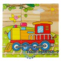 Klocki drewniane edukacyjne puzzle układanka kostki Pojazdy 6w1 9el.