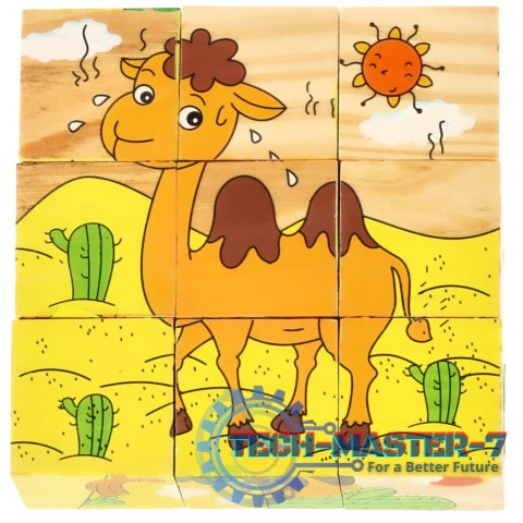 Klocki drewniane edukacyjne puzzle układanka kostki Safari 6w1 9el. Klocki drewniane edukacyjne puzzle układanka kostki Safari 6w1 9el.