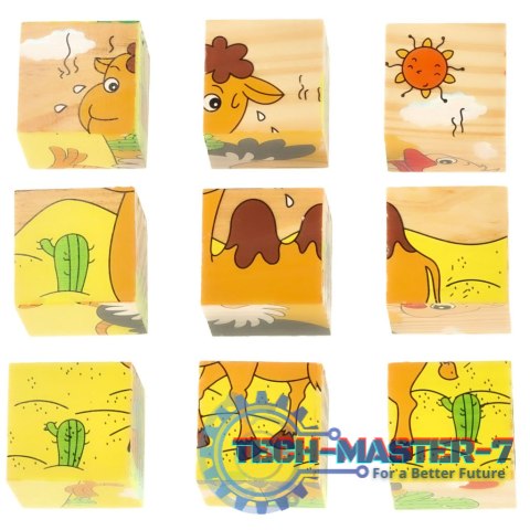 Klocki drewniane edukacyjne puzzle układanka kostki Safari 6w1 9el. Klocki drewniane edukacyjne puzzle układanka kostki Safari 6w1 9el.