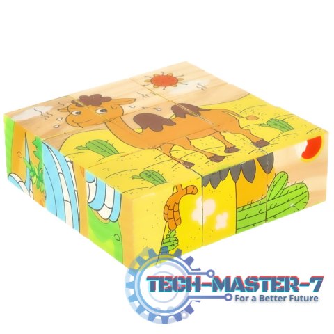 Klocki drewniane edukacyjne puzzle układanka kostki Safari 6w1 9el. Klocki drewniane edukacyjne puzzle układanka kostki Safari 6w1 9el.