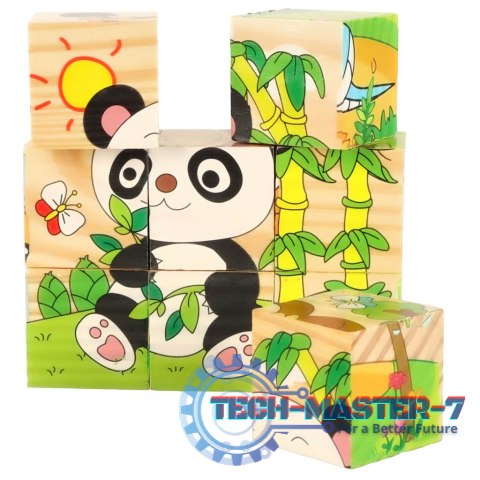 Klocki drewniane edukacyjne puzzle układanka kostki Safari 6w1 9el. Klocki drewniane edukacyjne puzzle układanka kostki Safari 6w1 9el.