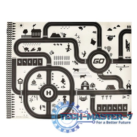 Mata do zabawy miasto ulica + znaki drogowe wodoodporna kremowa 130x100cm Mata do zabawy miasto ulica + znaki drogowe wodoodporna kremowa 130x100cm