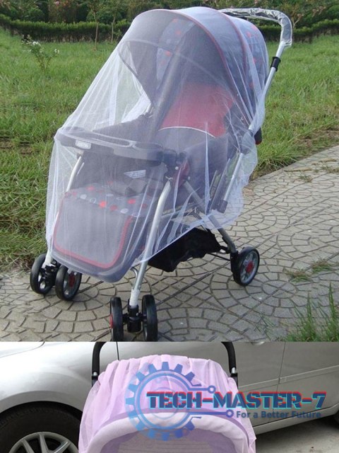 Moskitiera siatka na owady elastyczna na gumkę do wózka uniwersalna 140cm biała