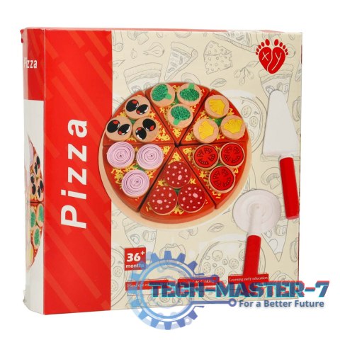 Pizza drewniany zestaw do zabawy na rzep akcesoria łopatka nóż talerz nauka krojenia 20cm Pizza drewniany zestaw do zabawy na rzep akcesoria łopatka nóż talerz nauka krojenia 20cm