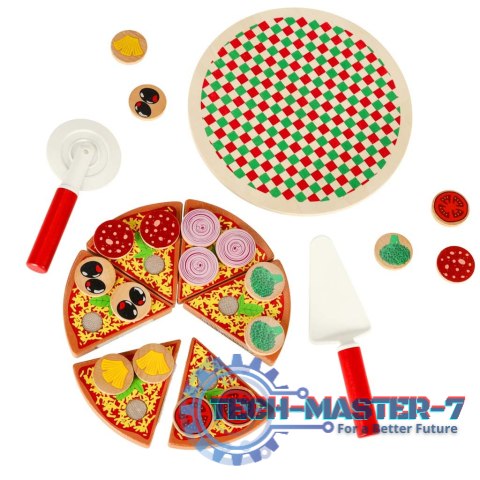 Pizza drewniany zestaw do zabawy na rzep akcesoria łopatka nóż talerz nauka krojenia 20cm Pizza drewniany zestaw do zabawy na rzep akcesoria łopatka nóż talerz nauka krojenia 20cm