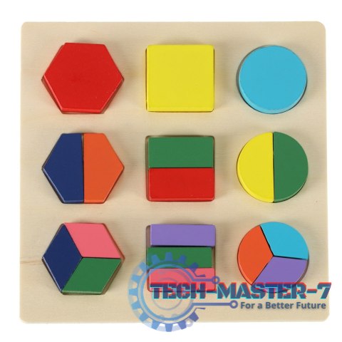 Układanka drewniana figury geometryczne nauka kształtów ułamków Układanka drewniana figury geometryczne nauka kształtów ułamków