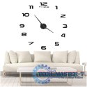 Zegar ścienny naklejany DIY duży regulowany 80-120cm czarny 12 cyfr