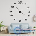 Zegar ścienny naklejany DIY duży regulowany 80-120cm czarny 12 cyfr