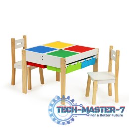 Drewniane meble dla dzieci zestaw stół + 2 krzesła ECOTOYS ECOTOYS