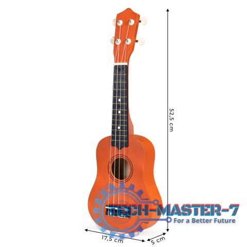 Gitara ukulele dla dzieci drewniana 4 struny nylonowe ECOTOYS ECOTOYS Gitara ukulele dla dzieci drewniana 4 struny nylonowe ECOTOYS ECOTOYS