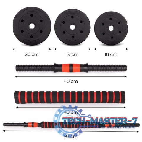 Hantle regulowane 2 x 10kg sztanga zestaw 20kg gryf ModernHome Hantle regulowane 2 x 10kg sztanga zestaw 20kg gryf ModernHome
