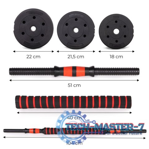 Hantle regulowane 2 x 20 kg sztanga zestaw 40 kg gryf ModernHome Hantle regulowane 2 x 20 kg sztanga zestaw 40 kg gryf ModernHome