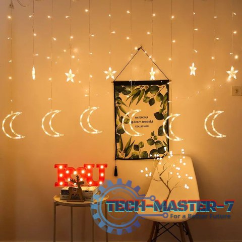 Lampki księżyce gwiazdki świąteczne światełka kurtyna 96LED MULTISTORE Lampki księżyce gwiazdki świąteczne światełka kurtyna 96LED MULTISTORE