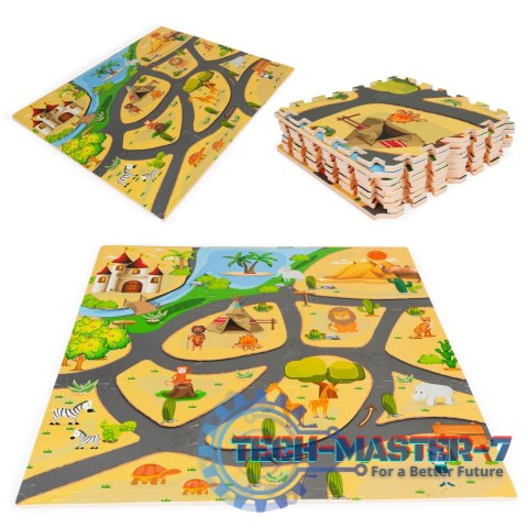 Mata piankowa dla dzieci puzzle safari 9el 93x93cm ECOTOYS ECOTOYS