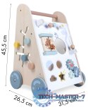 Pchacz chodzik drewniany edukacyjny z ruchomymi elementami ECOTOYS MULTISTORE
