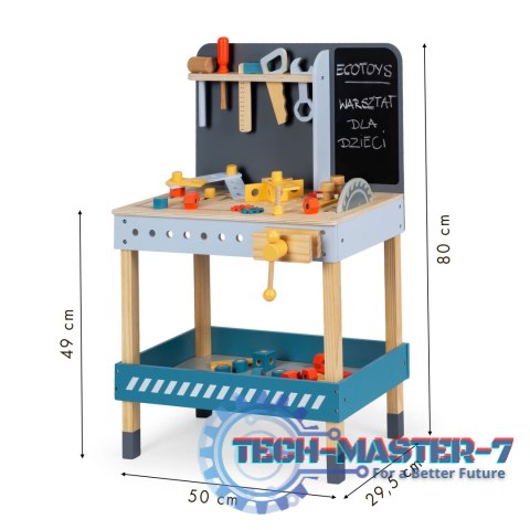 Zabawkowy drewniany warsztat z narzędziami - 47 el. ECOTOYS ECOTOYS Zabawkowy drewniany warsztat z narzędziami - 47 el. ECOTOYS ECOTOYS